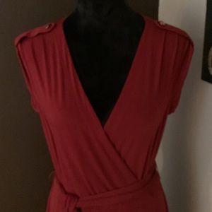 Banana Republic Tie Waist Burgundy Dress Size Medium